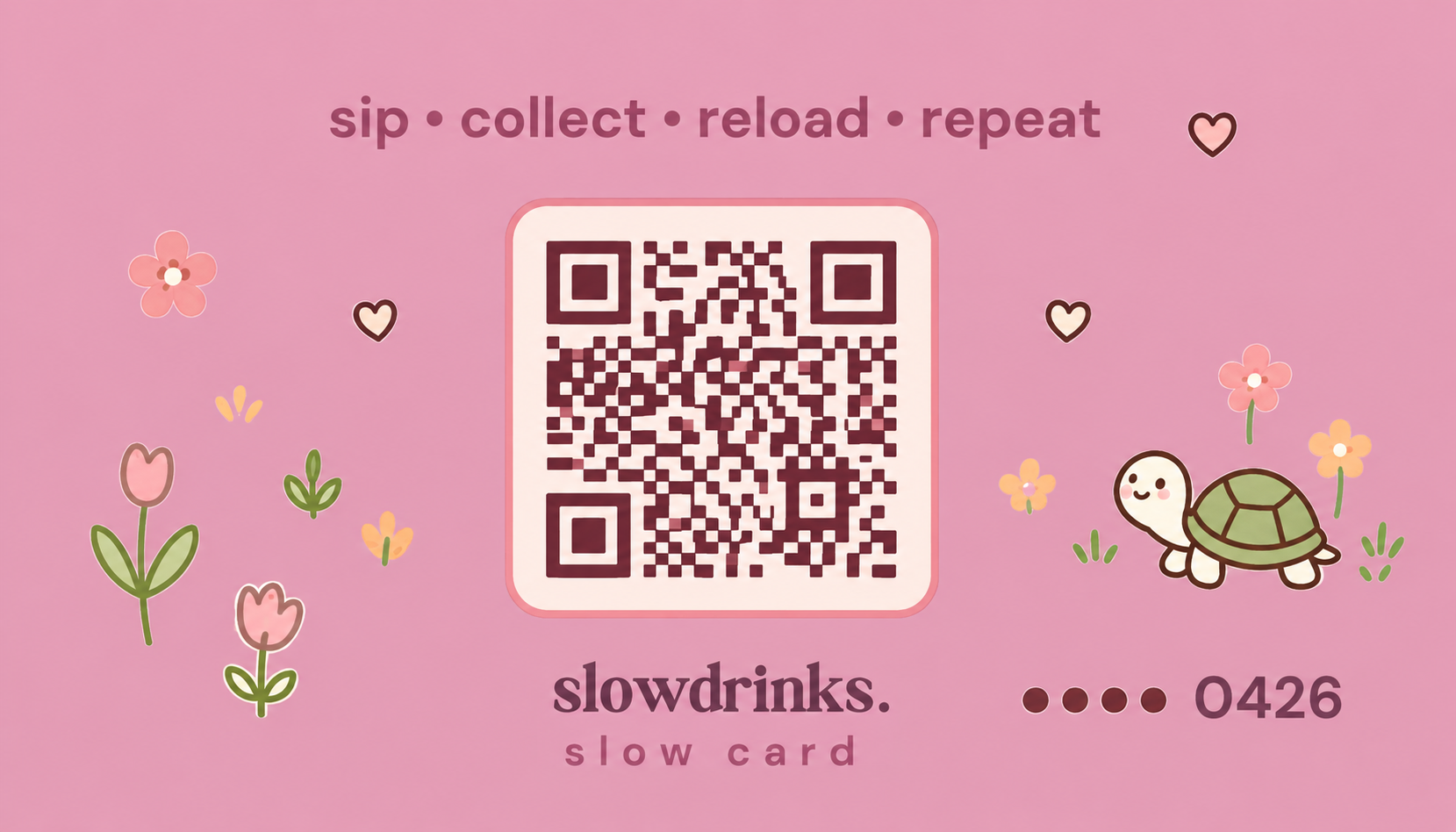 slowdrinks. Slow Card back design with QR code
